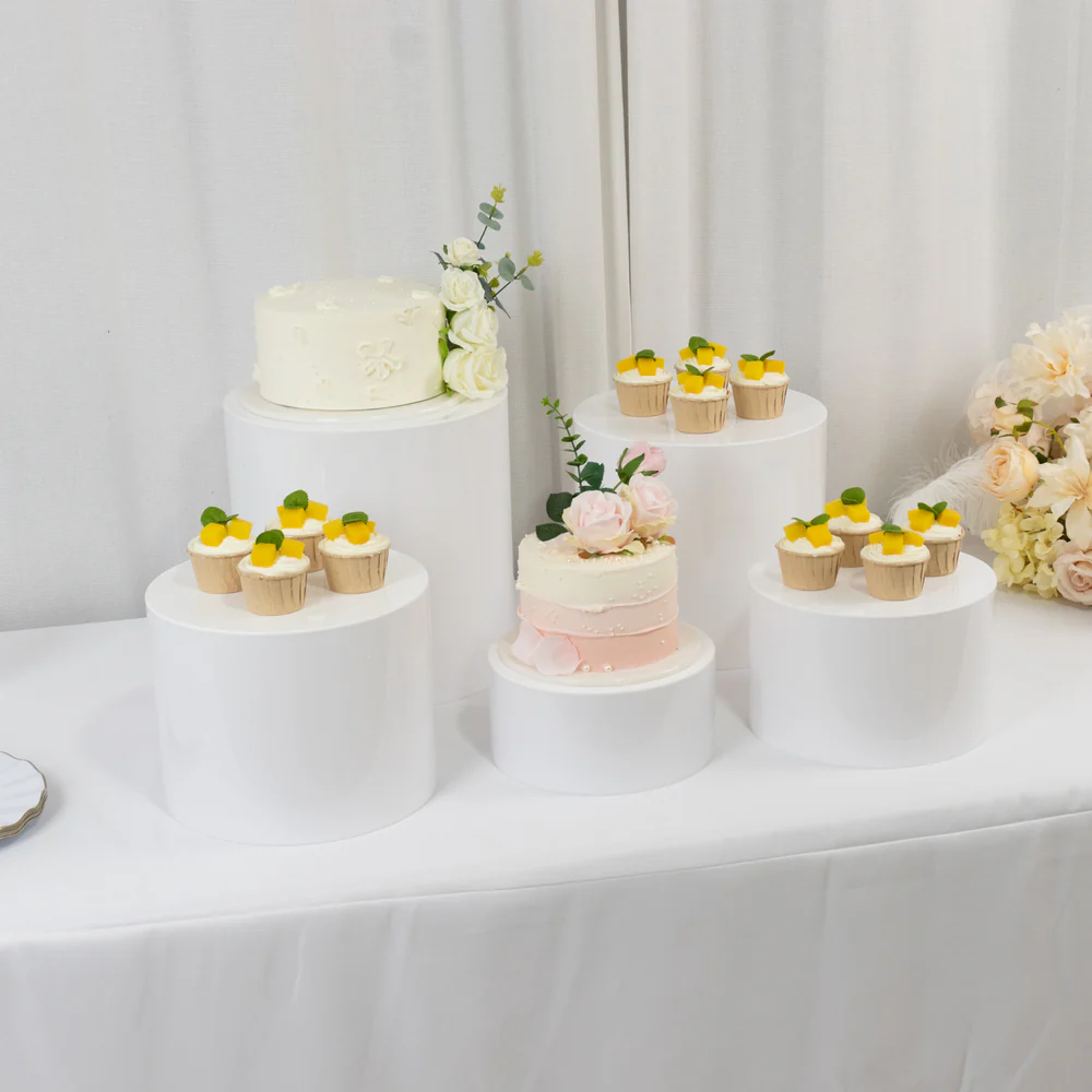 White Acrylic Round Cake Stands