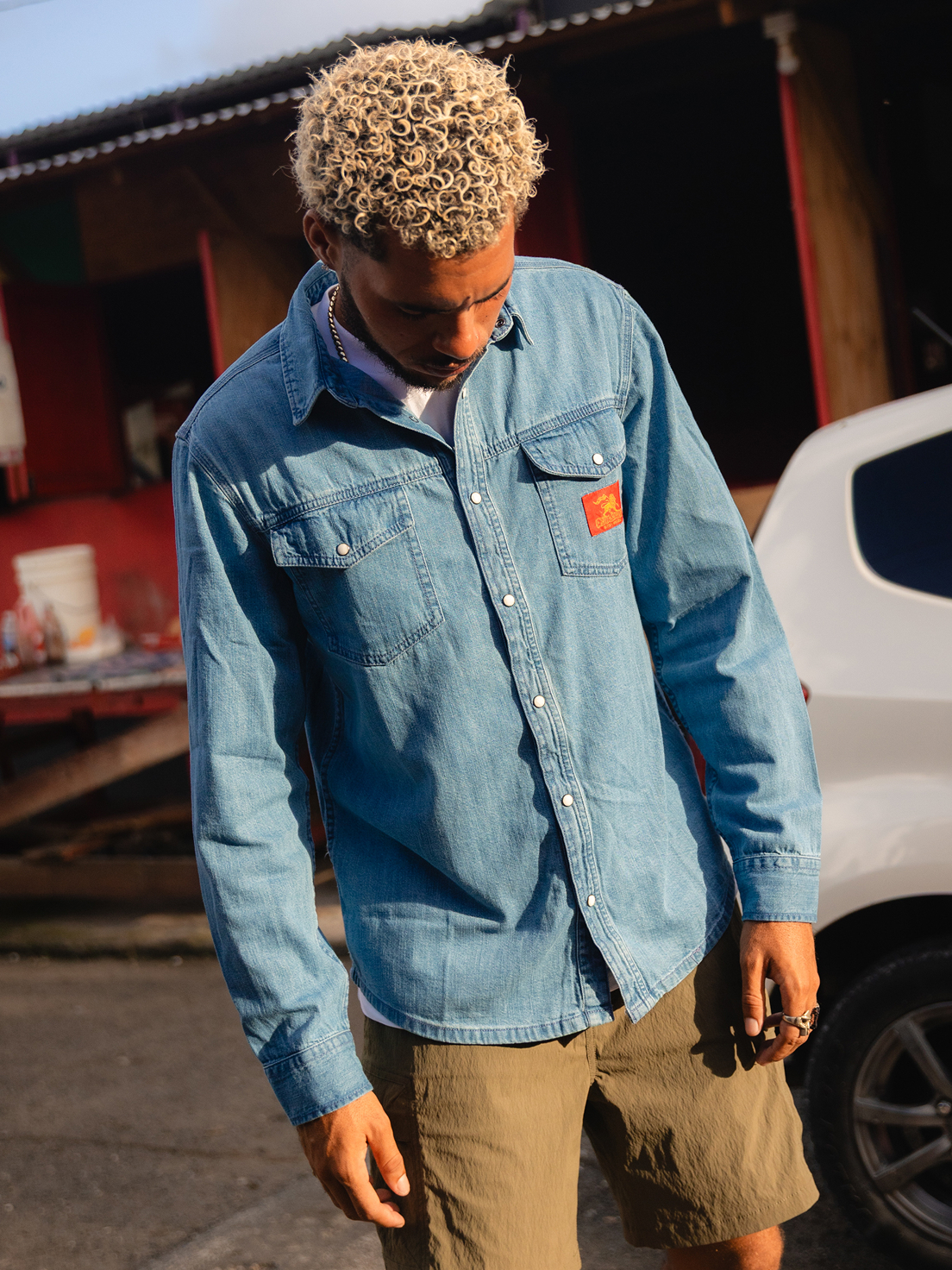 Bob Marley Uprising - Men Long Sleeve Denim Shirt