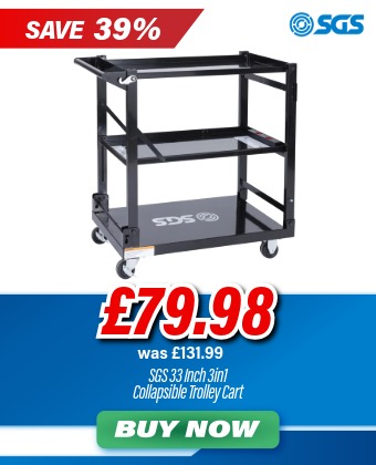 SGS 33in 3-in-1 Collapsible Service Garage Trolley Cart | Black