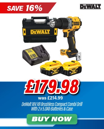 DeWalt 18V XR Brushless Compact Combi - 2 x 5.0Ah Batteries +Free Case