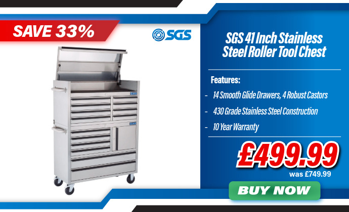 SGS 41 inch Stainless Steel 14 Drawer Roller Tool Cabinet