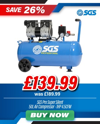 SGS Pro Super Silent 50L Air Compressor - 1HP 4.5CFM