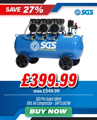 SGS Pro Super Silent 100L Air Compressor - 3HP 13.6CFM