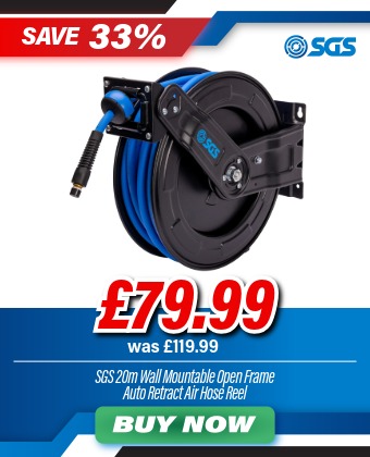 SGS SOFAREEL20 Open Frame Auto Air Hose Reel | 20m | Wall Mountable