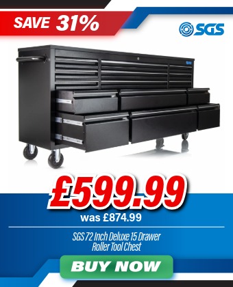 SGS 72in Deluxe 15 Drawer Wheeled Tool Chest Cabinet