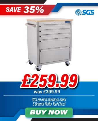 SGS 26 Inch Stainless Steel 5 Drawer Roller Tool Cabinet