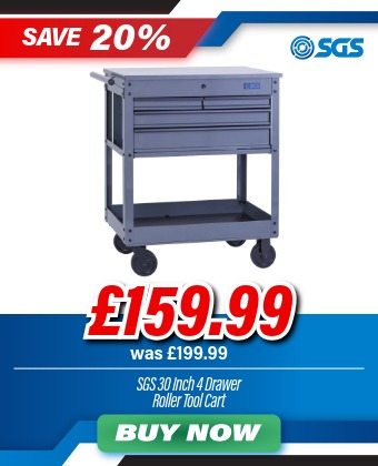 SGS 30in Tool Trolley Cart with Lid | 4 Drawers | Grey