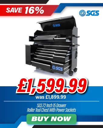 SGS 72in 16 Drawer Tool Chest and Roller Cabinet with Power Sockets