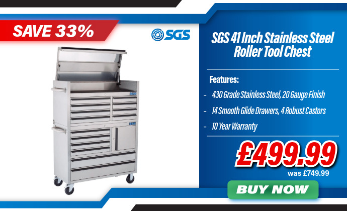 SGS 41 inch Stainless Steel 14 Drawer Roller Tool Cabinet