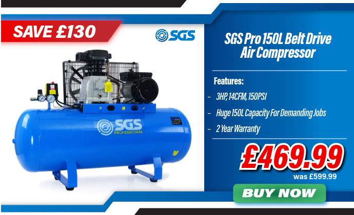 SGS 150L Belt Drive Air Compressor 14CFM 3HP with Free Oil