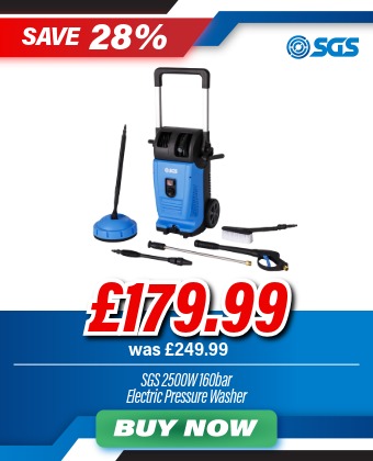 SGS 2500W 160bar High Electric Pressure Washer With Patio Cleaner & Double Detergent Tanks- 420 L/H Jet Cleaner