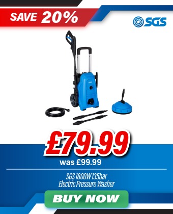SGS 1800W 135bar Electric High-Pressure Washer With Patio Cleaner & Double Detergent Tanks- 420 L/H Jet Cleaner