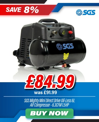 SGS Mighty Mini Direct Drive Oil-Less Air Compressor - 6.3CFM 1.5HP 6L