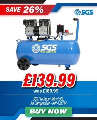 SGS Pro Super Silent 50L Air Compressor - 1HP 4.5CFM