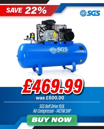 SGS Pro 150L Belt Drive Air Compressor 14CFM 3HP with Free Oil