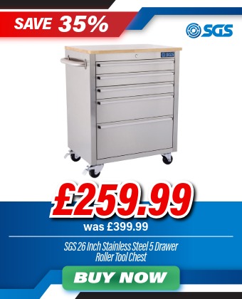 SGS 26 Inch Stainless Steel 5 Drawer Roller Tool Cabinet