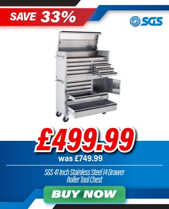 SGS 41 inch Stainless Steel 14 Drawer Roller Tool Cabinet