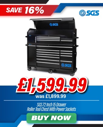 SGS 72in 16 Drawer Tool Chest and Roller Cabinet with Power Sockets