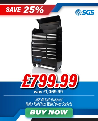 SGS 46in 16 Drawer Tool Chest & Roller Cabinet With Power Sockets
