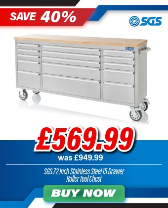 SGS 72in Stainless Steel 15 Drawer Work Bench Tool Chest Cabinet