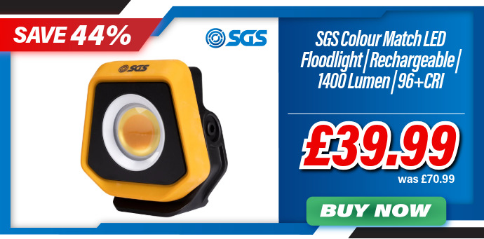 SGS Colour Match LED Floodlight | Rechargeable | 1400 Lumen | 96+CRI