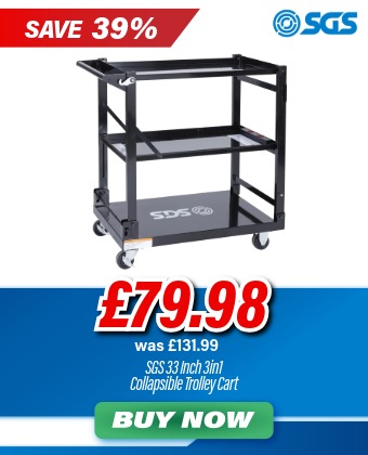 SGS 33in 3-in-1 Collapsible Service Garage Trolley Cart | Black