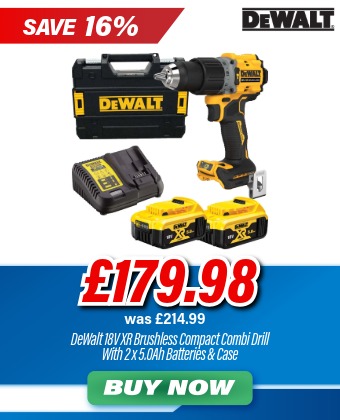 DeWalt 18V XR Brushless Compact Combi - 2 x 5.0Ah Batteries +Free Case