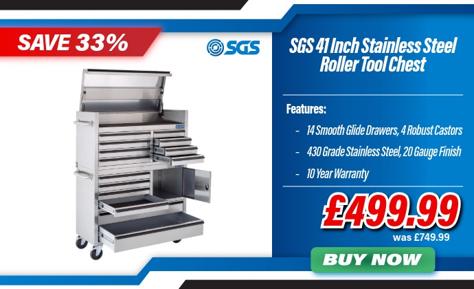 SGS 41 inch Stainless Steel 14 Drawer Roller Tool Cabinet