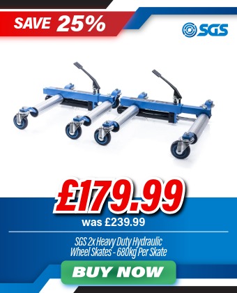 SGS Heavy Duty Hydraulic Vehicle Positioning Wheel Skates | Set of 2 | 680 Kg per Skate