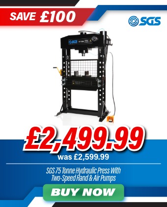 SGS 75 Tonne Hydraulic Press with Two-Speed Hand & Air Pumps