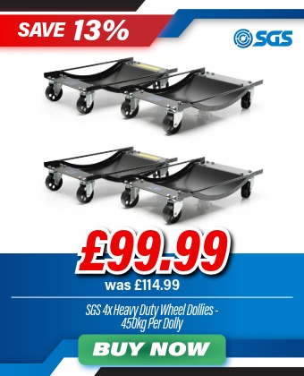 SGS Heavy Duty Vehicle Positioning Wheel Dollies | Set of 4 | 450kg Per Dolly