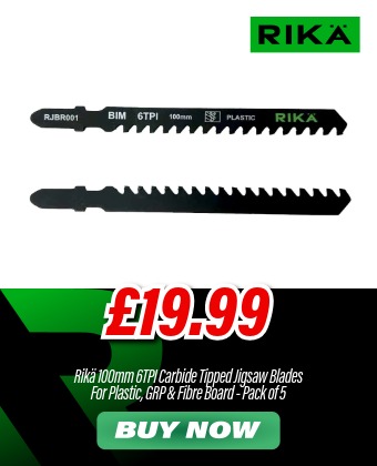 Rikä 100mm 6TPI Carbide Tipped Jigsaw Blades for Plastic, GRP and Fibre Board - Pack of 5