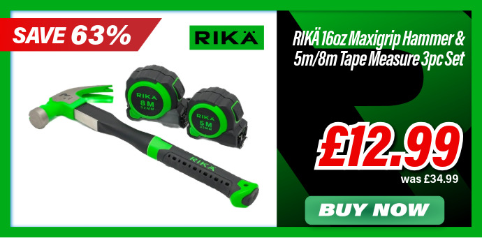 RIKÄ 16oz Maxigrip Hammer 5m/8m Tape Measure 3pc Set