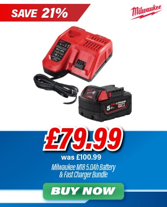 Milwaukee M18NRG-501 18V 5.0Ah Battery & Rapid Fast Charger Bundle
