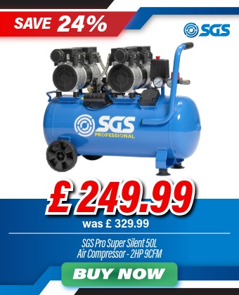 SGS Pro Super Silent 50L Air Compressor - 2HP 9CFM