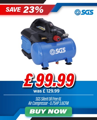 SGS 6L Silent Oil Free Air Compressor - 49dB 0.75HP 3.6CFM