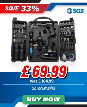 SGS 71pcs Air Tool Kit - Impact Wrench Die Hammer Ratchet & Grinder