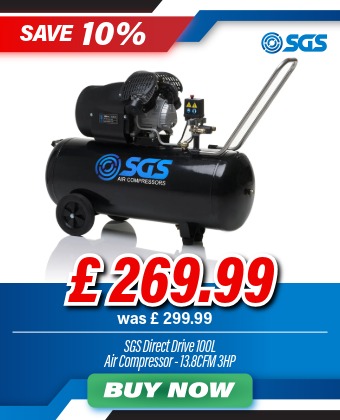 SGS 100 Litre Direct Drive Air Compressor - 13.8CFM 3HP