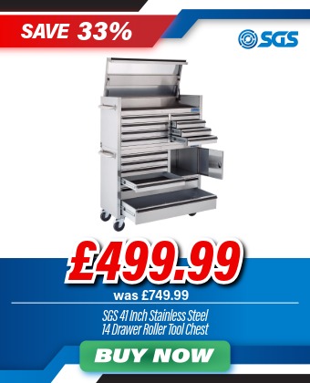 SGS 41in 14-Drawer Stainless Steel Professional Mobile Tool Cabinet