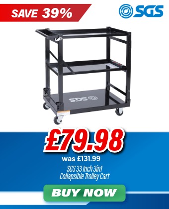 SGS 33in 3-in-1 Collapsible Service Garage Trolley Cart | Black