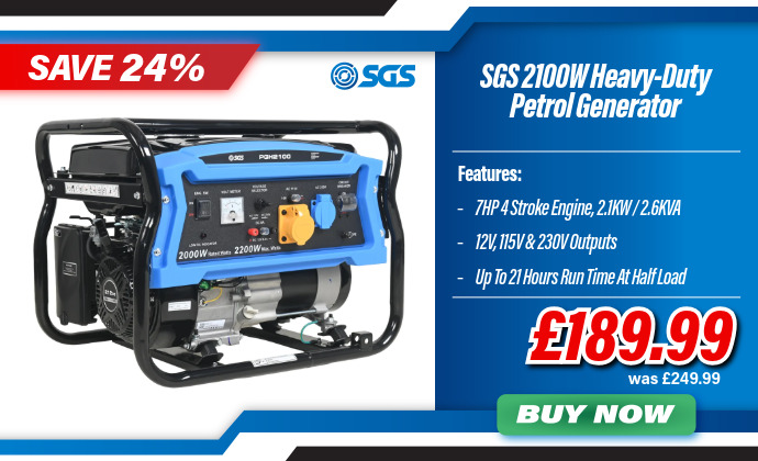 SGS 2100W 2.1 kVA Heavy Duty Portable Petrol Generator 4-Stroke 7 HP