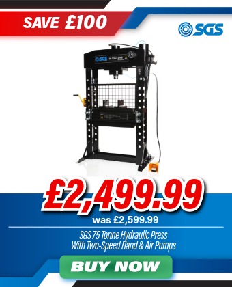 SGS 75 Tonne Hydraulic Press with Two-Speed Hand & Air Pumps