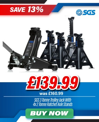 SGS 3 Tonne Heavy Duty Trolley Jack | 4x 2 Tonne Ratchet Axle Stands