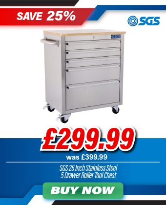 SGS 26 Inch Stainless Steel 5 Drawer Roller Tool Cabinet