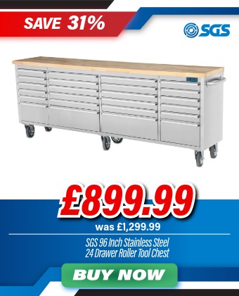 SGS 96in Stainless Steel 24 Drawer Work Bench Tool Chest Cabinet