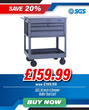 SGS 30in Tool Trolley Cart with Lid | 4 Drawers | Grey