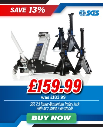 SGS 2.5 Tonne Lightweight Aluminium Racing Trolley Jack | 4x 2 Tonne Axle Stands