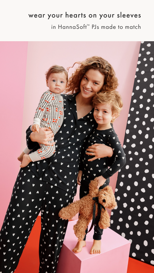 Wear your heart on your sleeves in HannaSoft PJs made to match.
