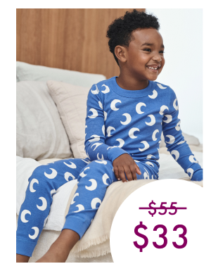 HannaJams™ Pajama Set | Crescent Moon on French Blue