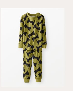 Halloween HannaSoft™ Stretch Pajama Set | Batty on Moss Green Halloween HannaSoft™ Stretch Pajama Set | Batty on Moss Green